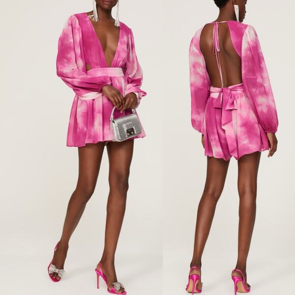 TOCCIN X RTR Pink Tie Dye Lightweight open back Romper sz 10